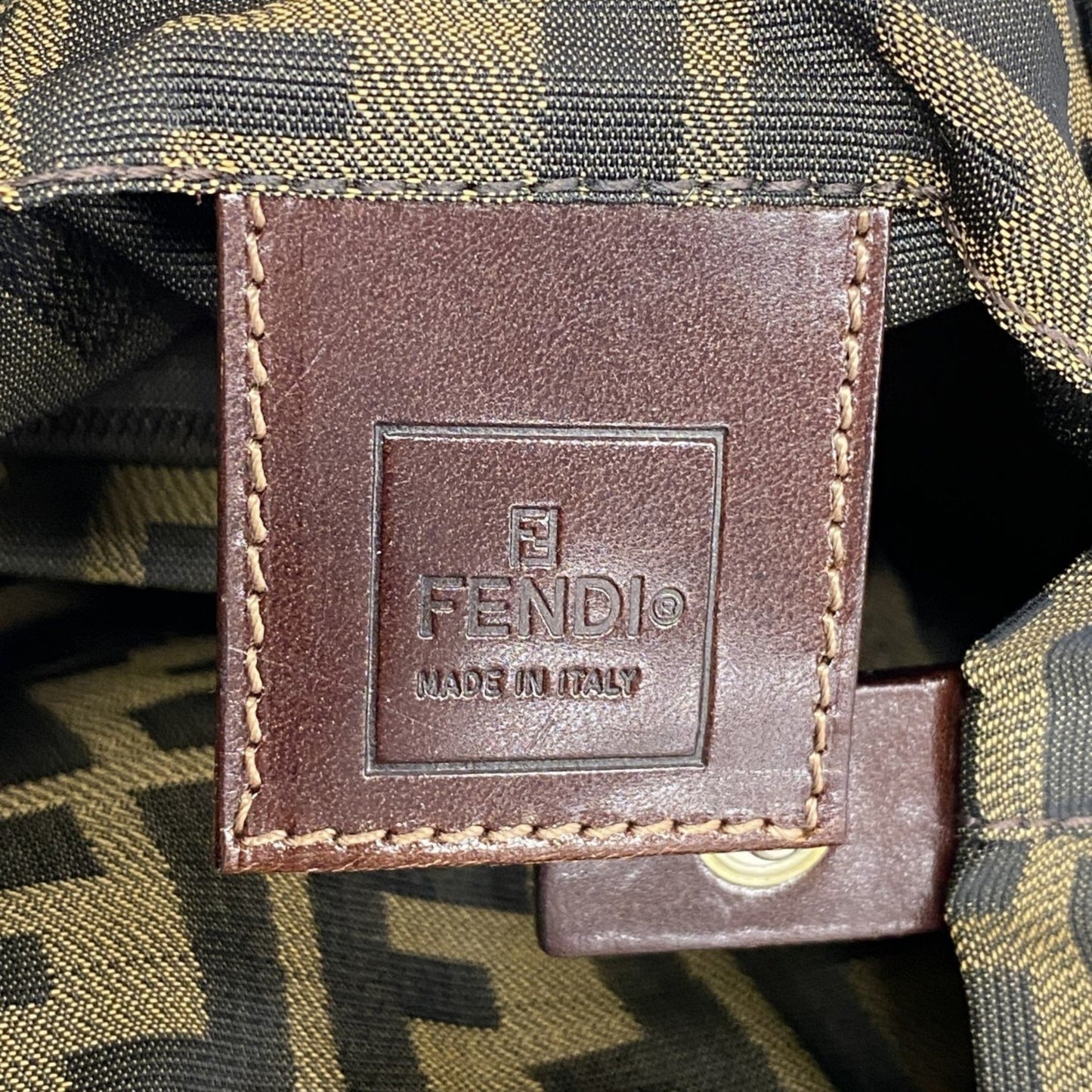 Fendi Zucca Nylon Canvas Handbag In Brown