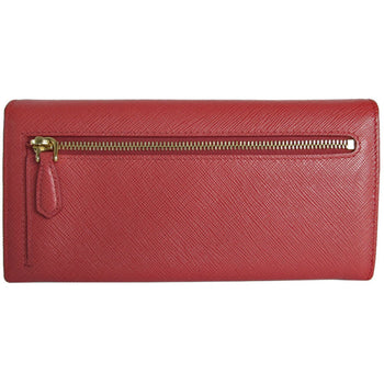 Prada Long Wallet Leather Red Gold