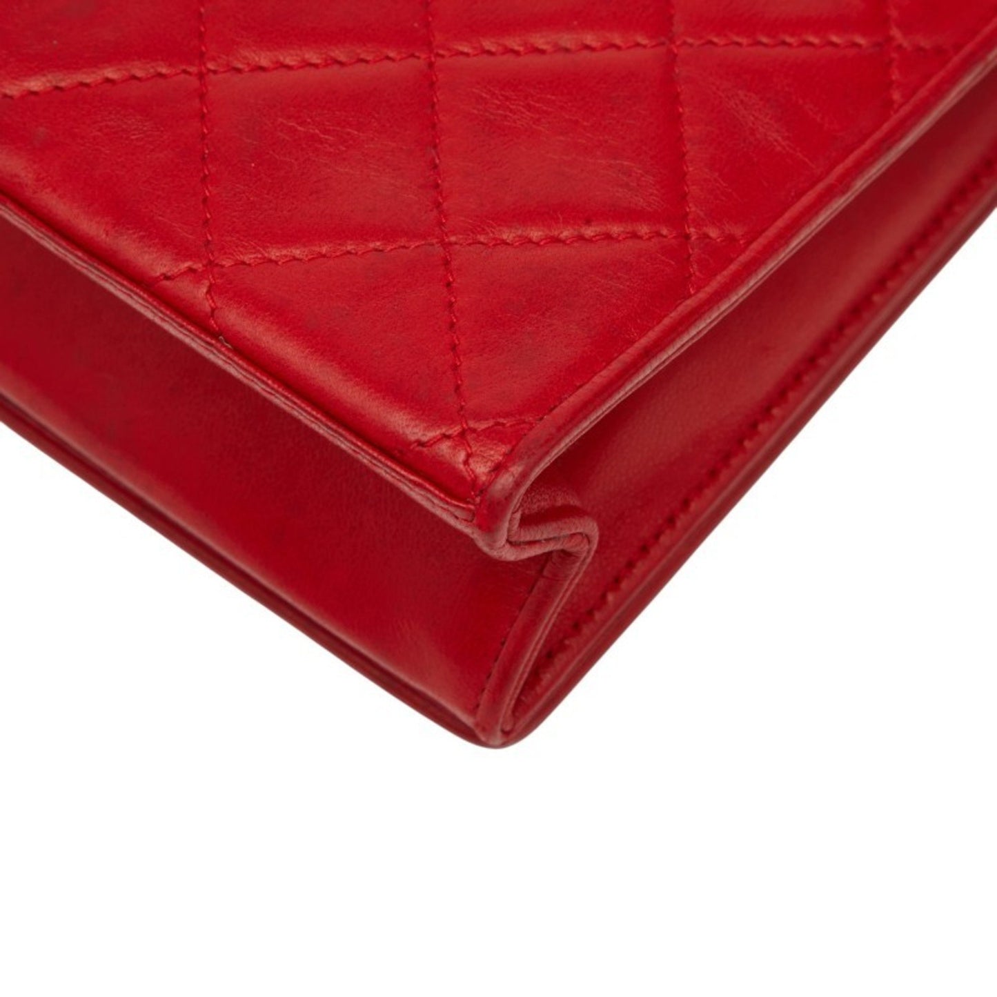 Chanel Matelasse Coco Mark Chain Shoulder Bag In Red Lambskin