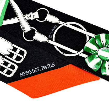 Hermes Jumping Twilly Silk Black