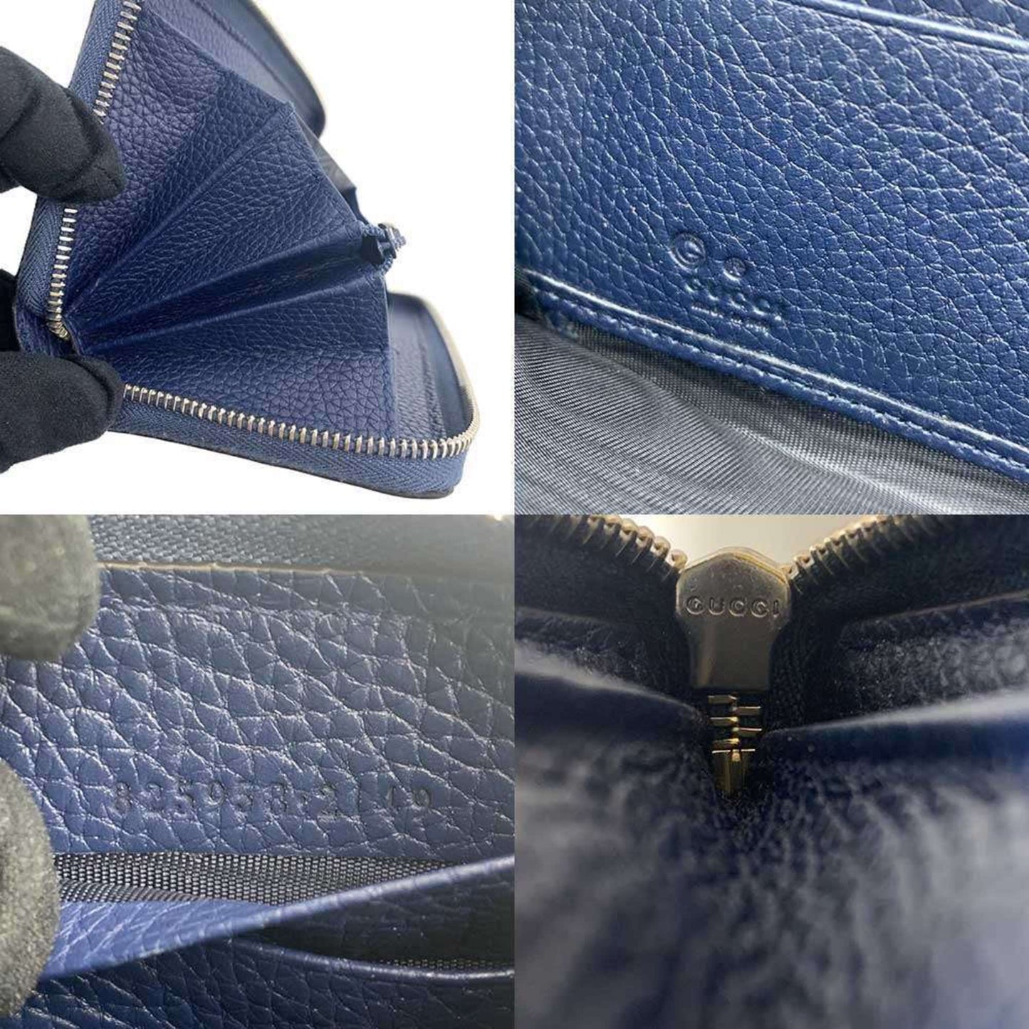 Gucci Long Wallet Jumbo Gg Round Leather Navy 825958 Gucci
