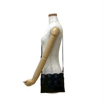 Prada Prada Logo Vitello Intrecciato Leather Shoulder Bag/Pochette/Sacoche In Black 28364