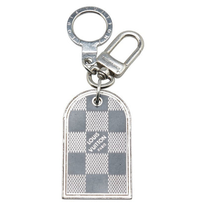 Louis Vuitton Damier Porte Cle Address Charm Keyring M65770 Silver Black Metal