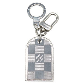 Louis Vuitton Damier Porte Cle Address Charm Keyring M65770 Silver Black Metal
