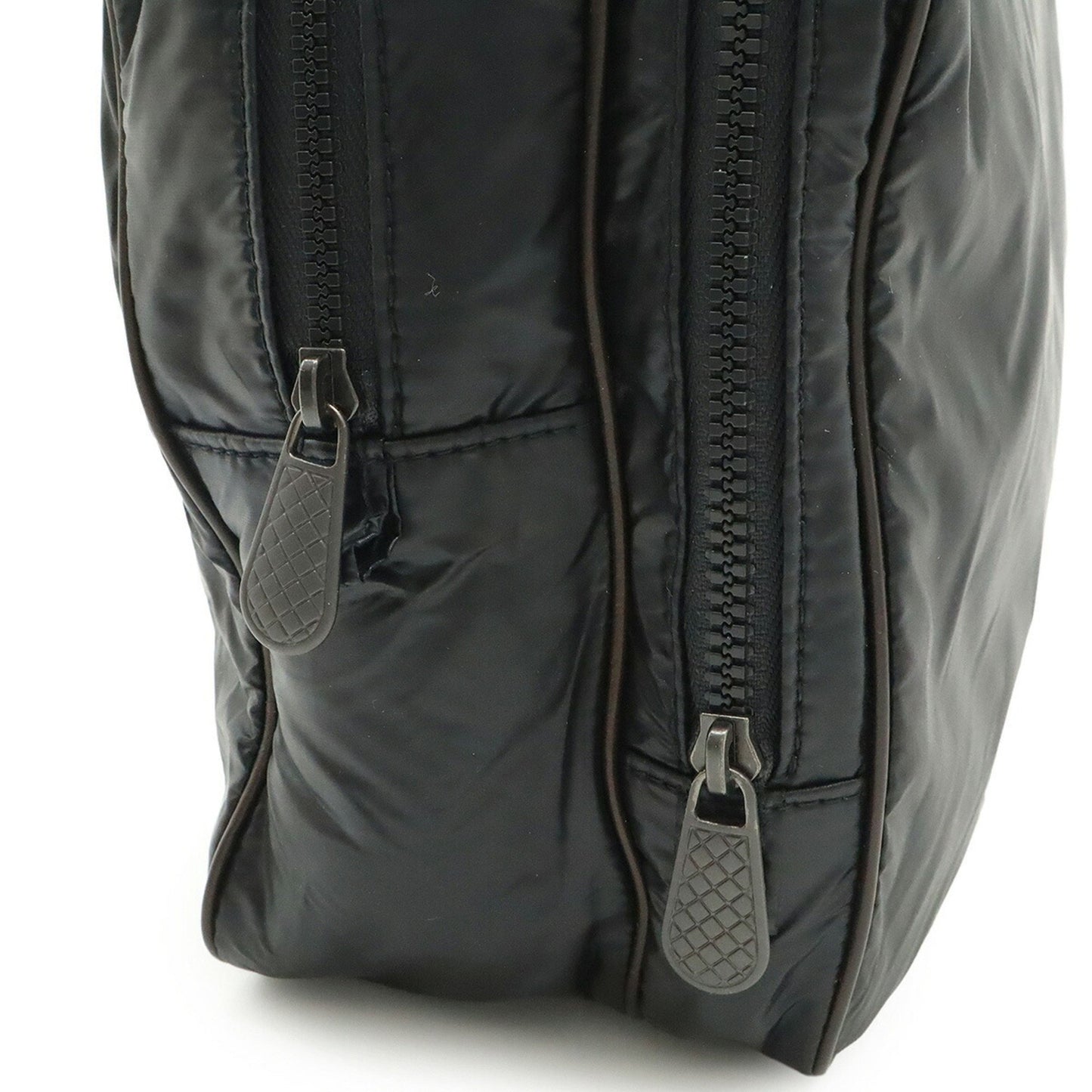 Bottega Veneta Bottega Veneta Second Bag Clutch Travel Pouch Nylon Leather Black Dark Brown