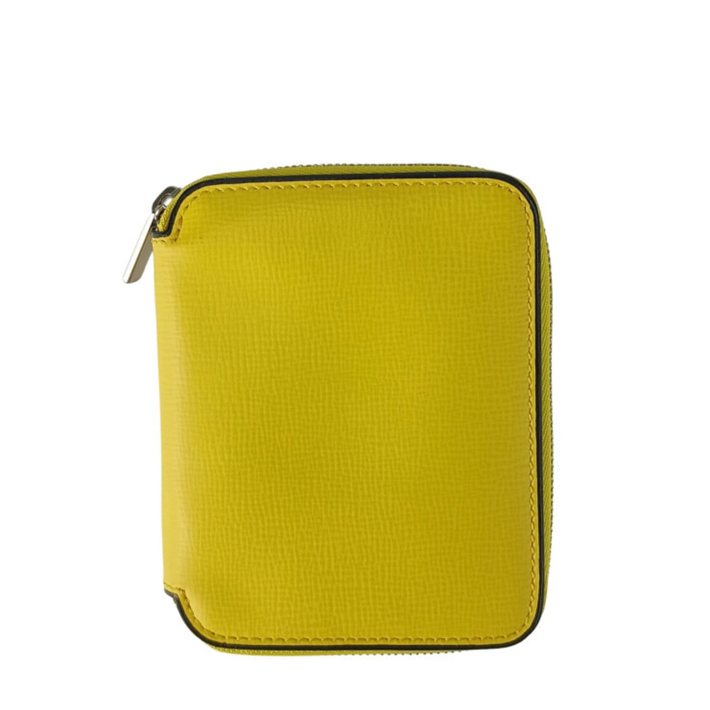 Valextra Zip-Around Card Holder V8L34 In Yellow Grained Calfskin For Men And Women