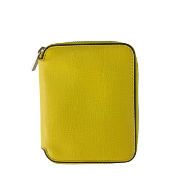 Valextra Zip-Around Card Holder V8L34 In Yellow Grained Calfskin For Men And Women
