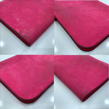 Herms Dogon Gm Rose Shocking Wallet (Missing Coin Purse)