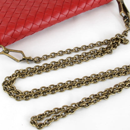 Bottega Veneta Intrecciato Chain Wallet 508752 Shoulder Bag Leather Red