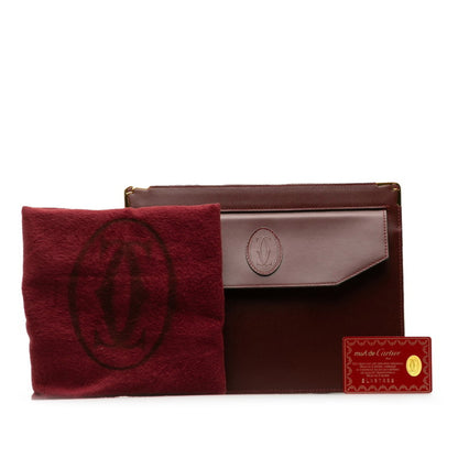 Cartier Must Line Second Bag Wine Red Leather