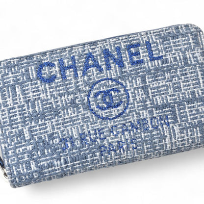 Chanel Wallet Bi-Fold Chanel A81973 Coco Mark Deauville Blue Tweed