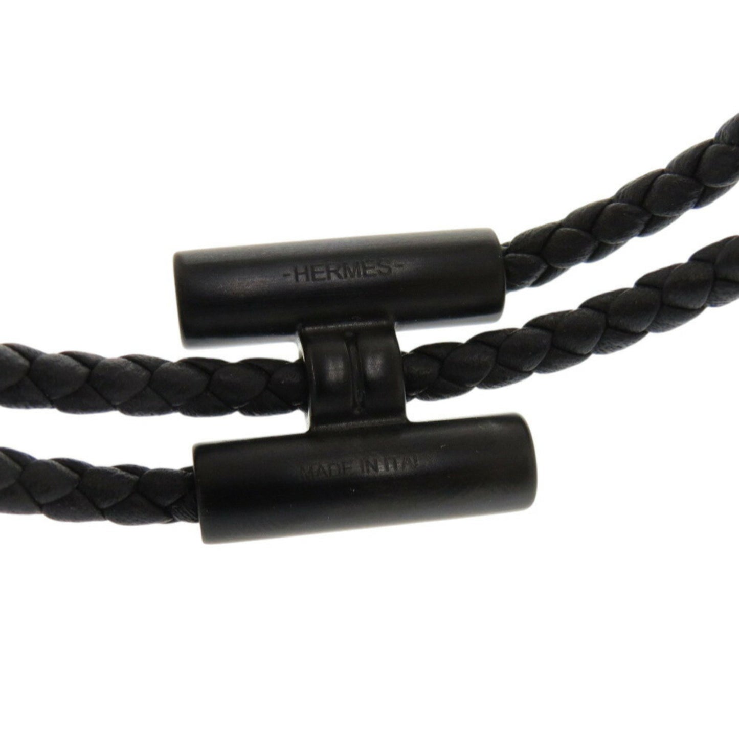 Unused Herms Tourni Tresse Swift So Black T4 Size Black Bracelet 0408Hermes