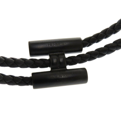 Unused Herms Tourni Tresse Swift So Black T4 Size Black Bracelet 0408Hermes