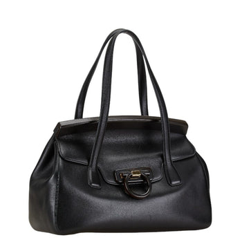 Salvatore Ferragamo Gancini Tote Bag Shoulder Black Leather