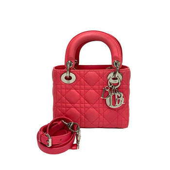 Christian Dior Lady Cannage Stitch Leather 2-Way Handbag/Shoulder Bag