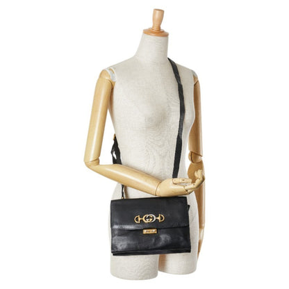 Gucci Zumi Shoulder Bag 576388 Black Leather
