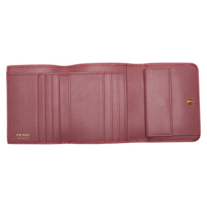 Prada Tri-Fold Wallet Pink Leather