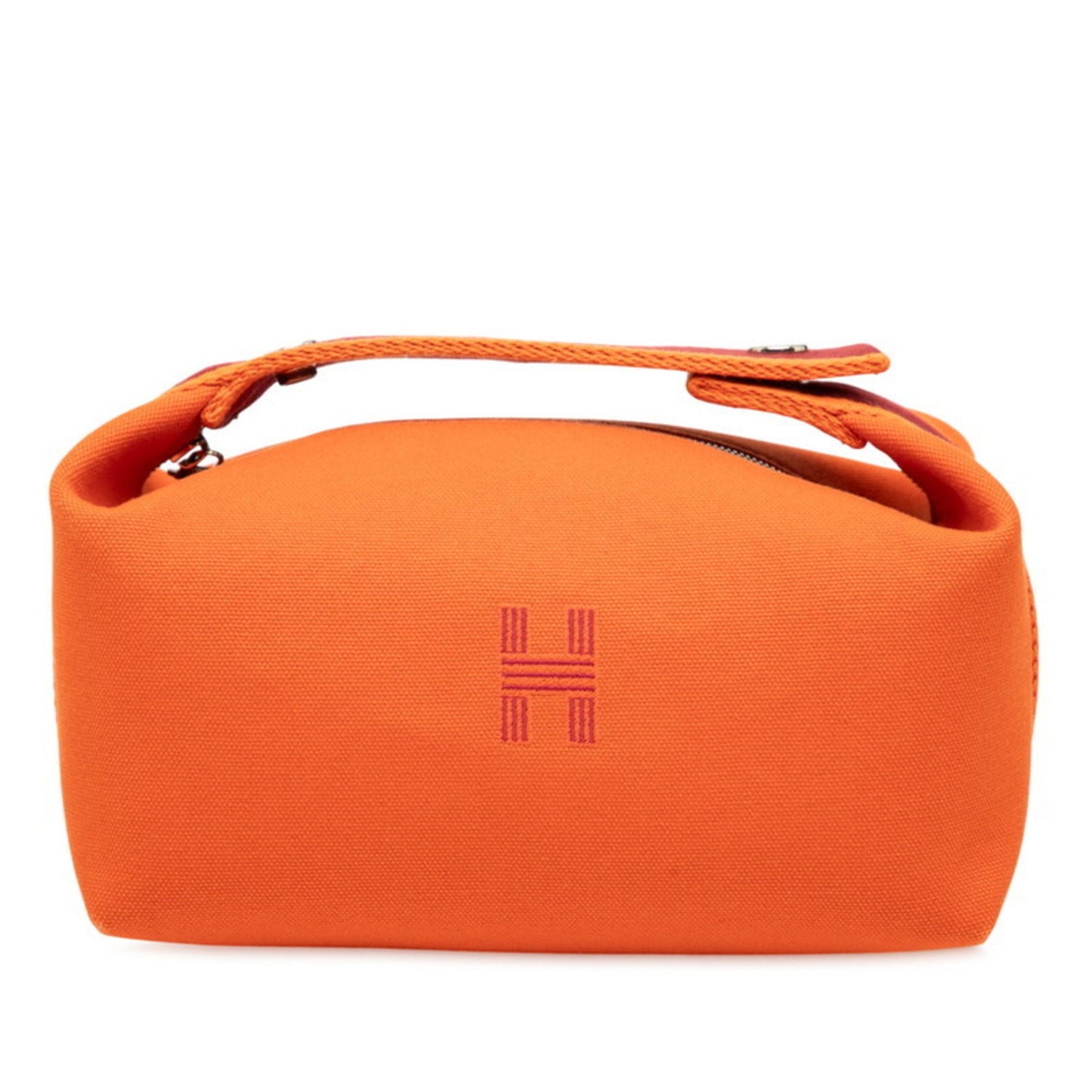 Herms Bride A Black Pm Handbag Pouch Orange Cotton