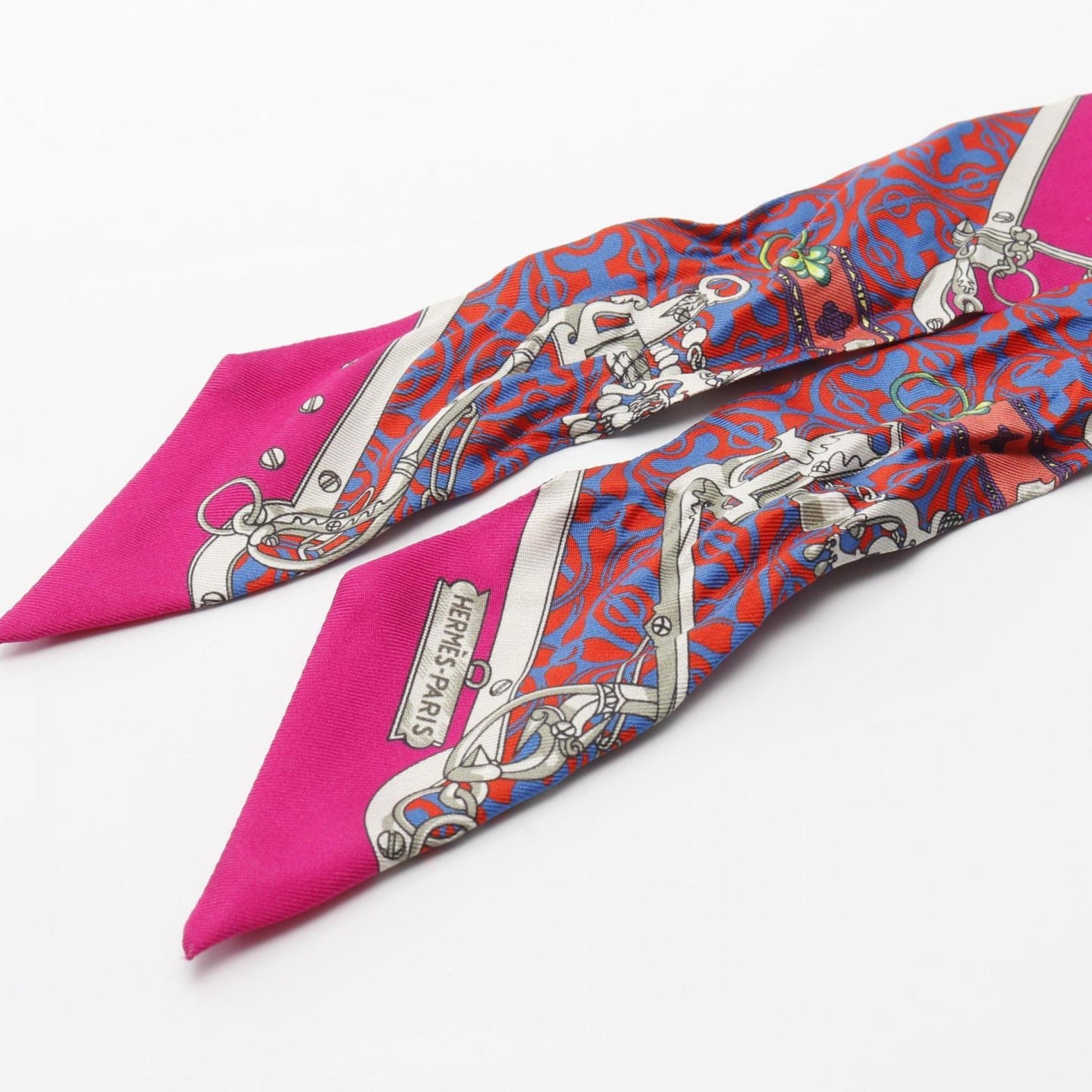 Hermes Herms Mors Et Gourmettes Remix Twilly Silk Scarf