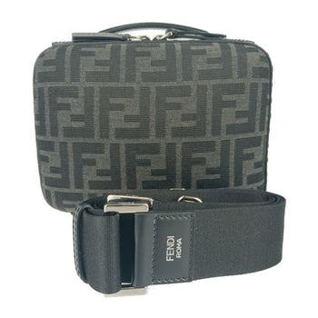 Fendi Zucca Mini Shoulder Bag 7Va552 Grey Black Canvas Leather