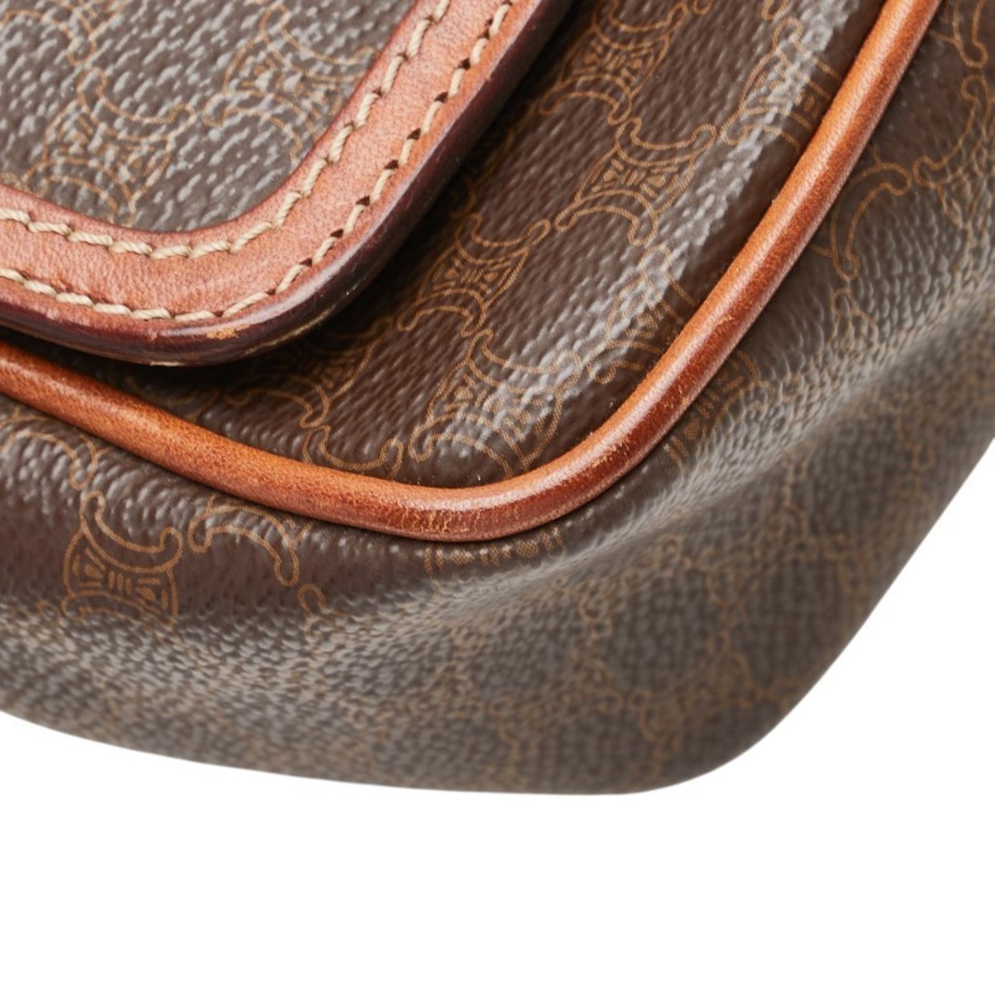 Celine Macadam Crossbody Shoulder Bag In Brown Leather