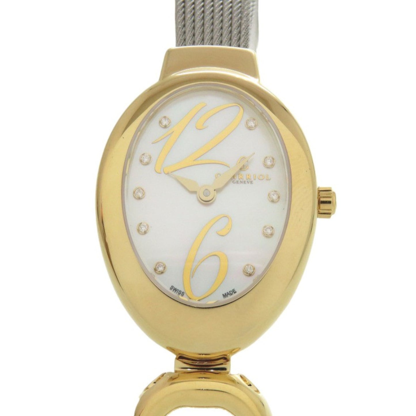 Unused Charriol Marie Olga 10-Diamond Moy.570.002 Stainless Steel White Shell Dial Quartz