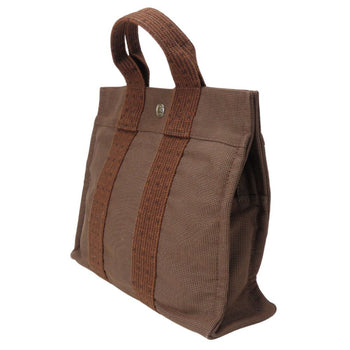 Hermes Handbag Tote Pm Air Line Old Metal Fittings Brown Canvas