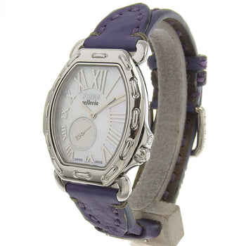 Fendi Celeria Watch 8400M Stainless Steel X Embossed Leather Quartz Small Second White Shell Dial
