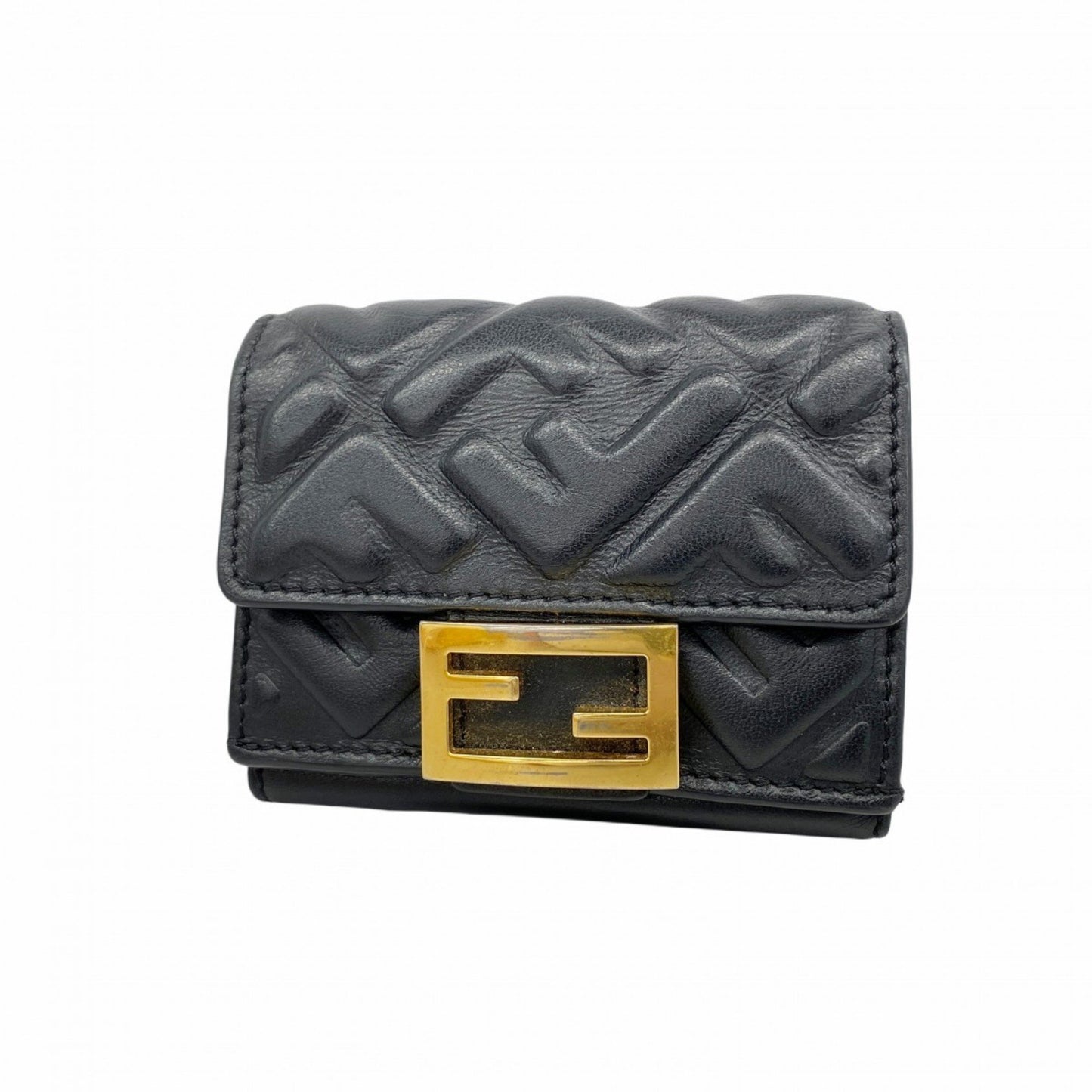 Fendi Tri-Fold Wallet In Black Leather