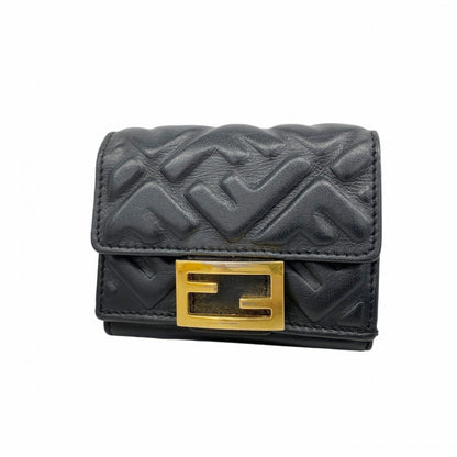 Fendi Tri-Fold Wallet In Black Leather