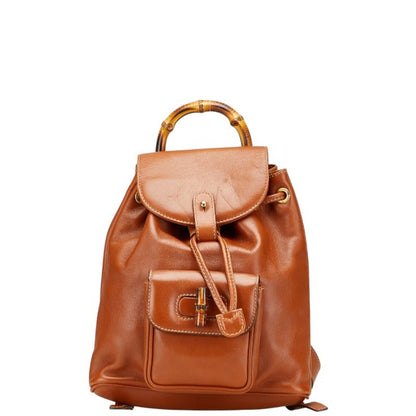 Gucci Bamboo Backpack 003 1998 0030 Brown Leather