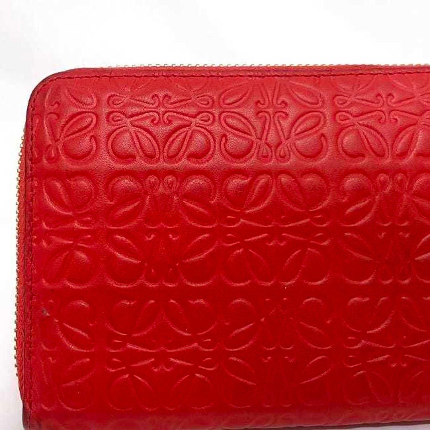 Loewe Round Long Wallet Red Gold Repeat Anagram 107N55.F13 Leather Gp Loewe Embossed