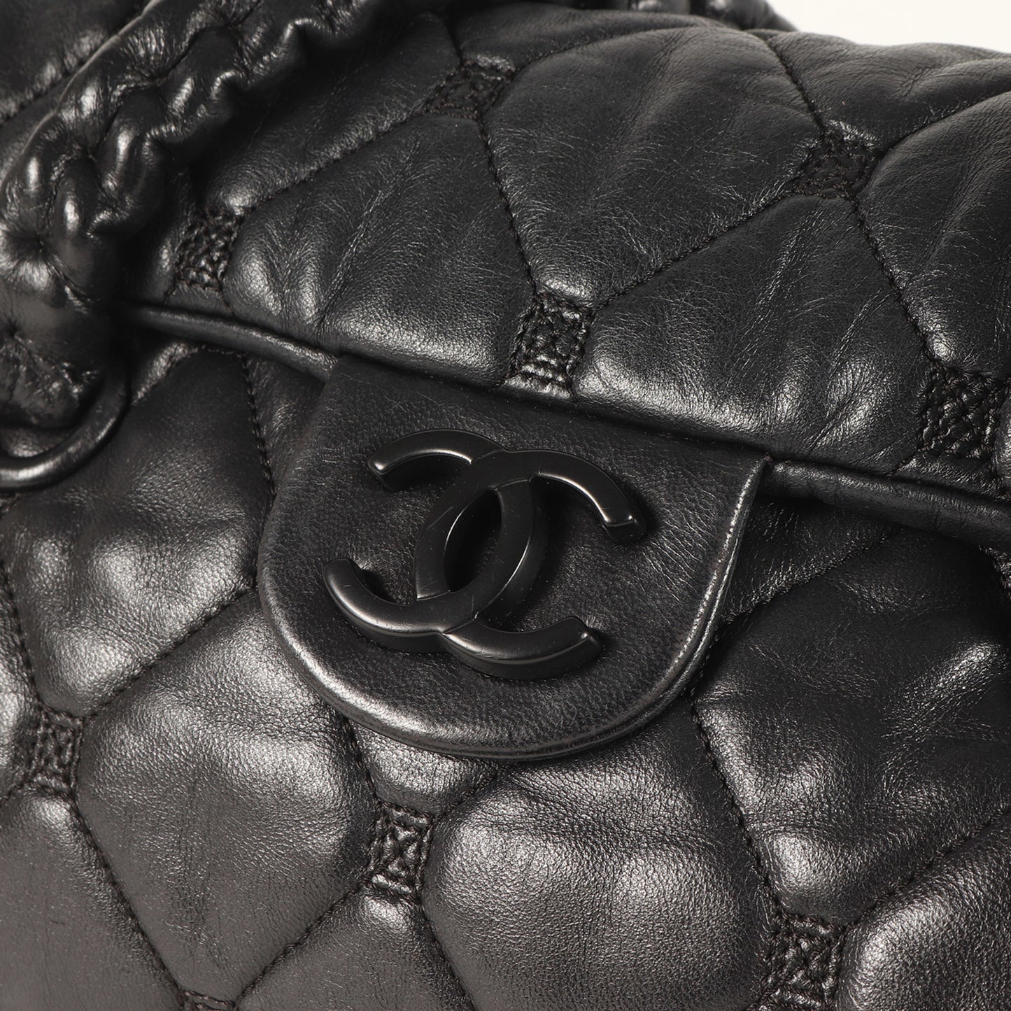 Chanel Black Coco Mark Leather Quilted Handbag