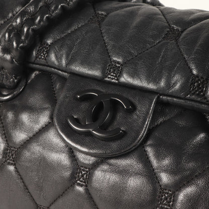 Chanel Black Coco Mark Leather Quilted Handbag