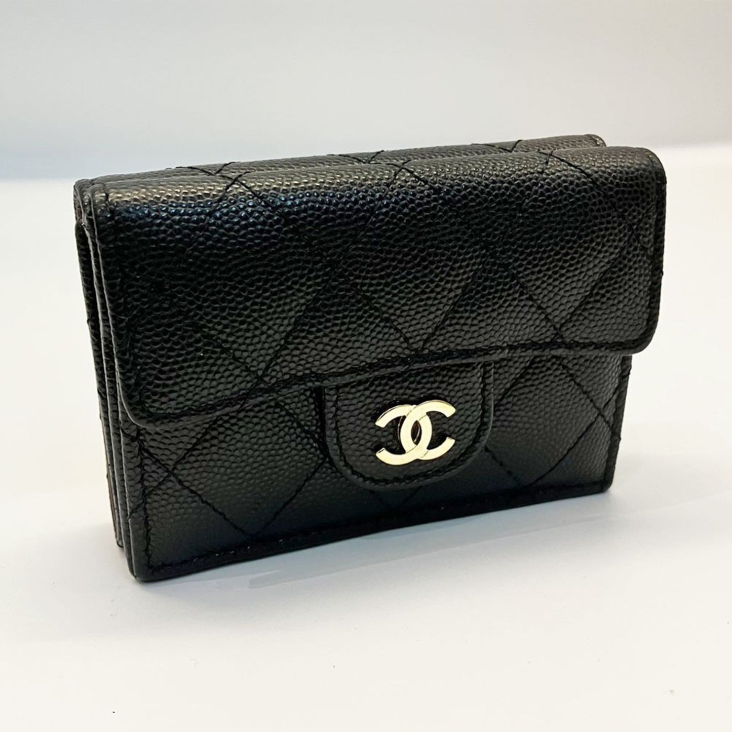 Calfskin Chanel Wallet (Tri-Fold) Grained