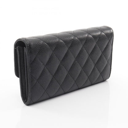 Chanel Matelasse Bifold Long Wallet In Grained Calfskin Leather