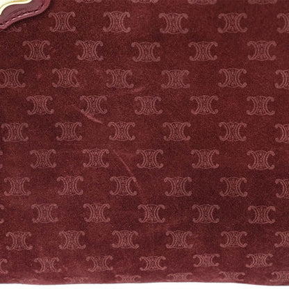 Celine Old Triomphe Suede Shoulder Bag Bordeaux