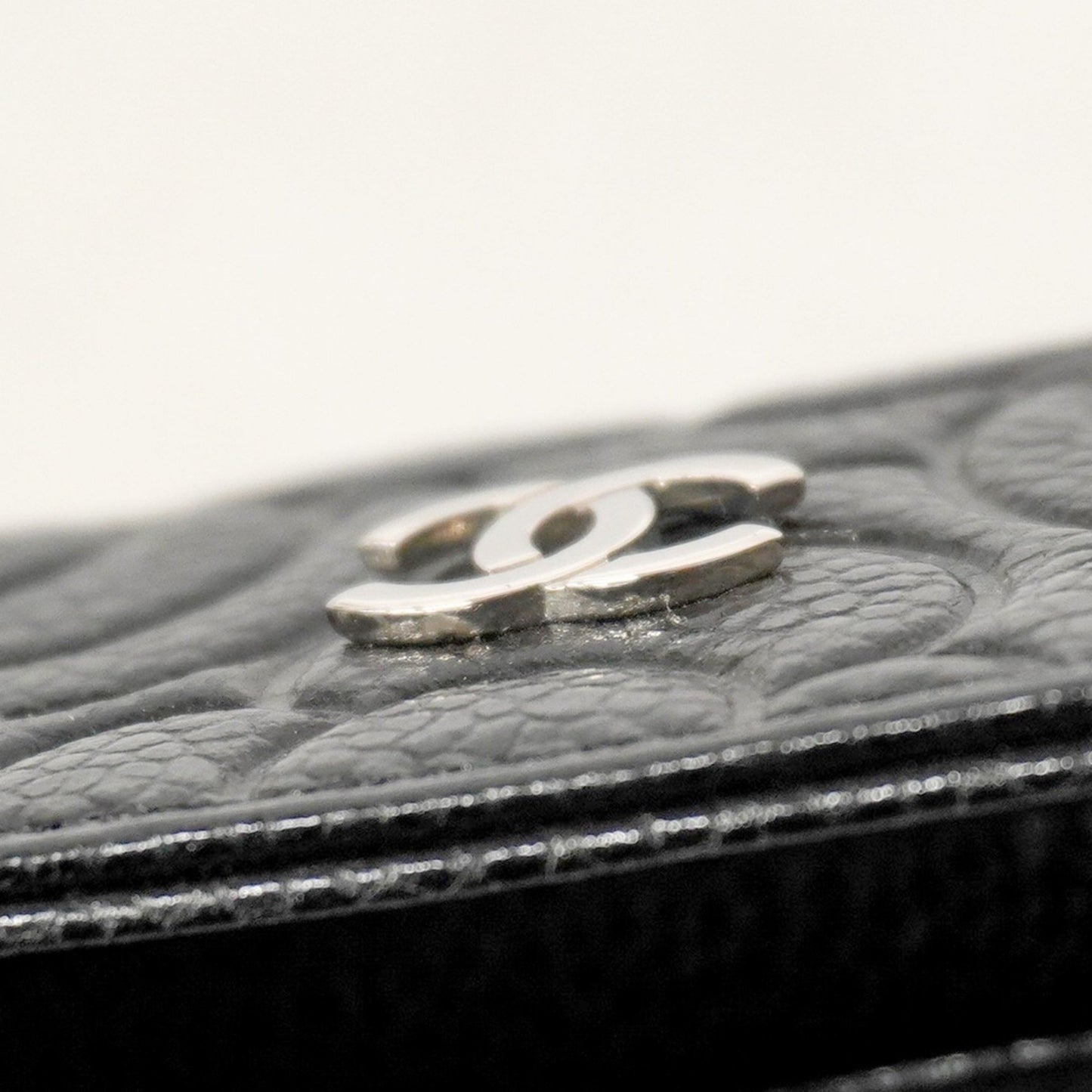 Chanel Camellia Caviar Leather Business Card Case