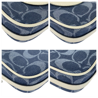 Coach Signature Navy/White Canvas/Leather Shoulder Bag