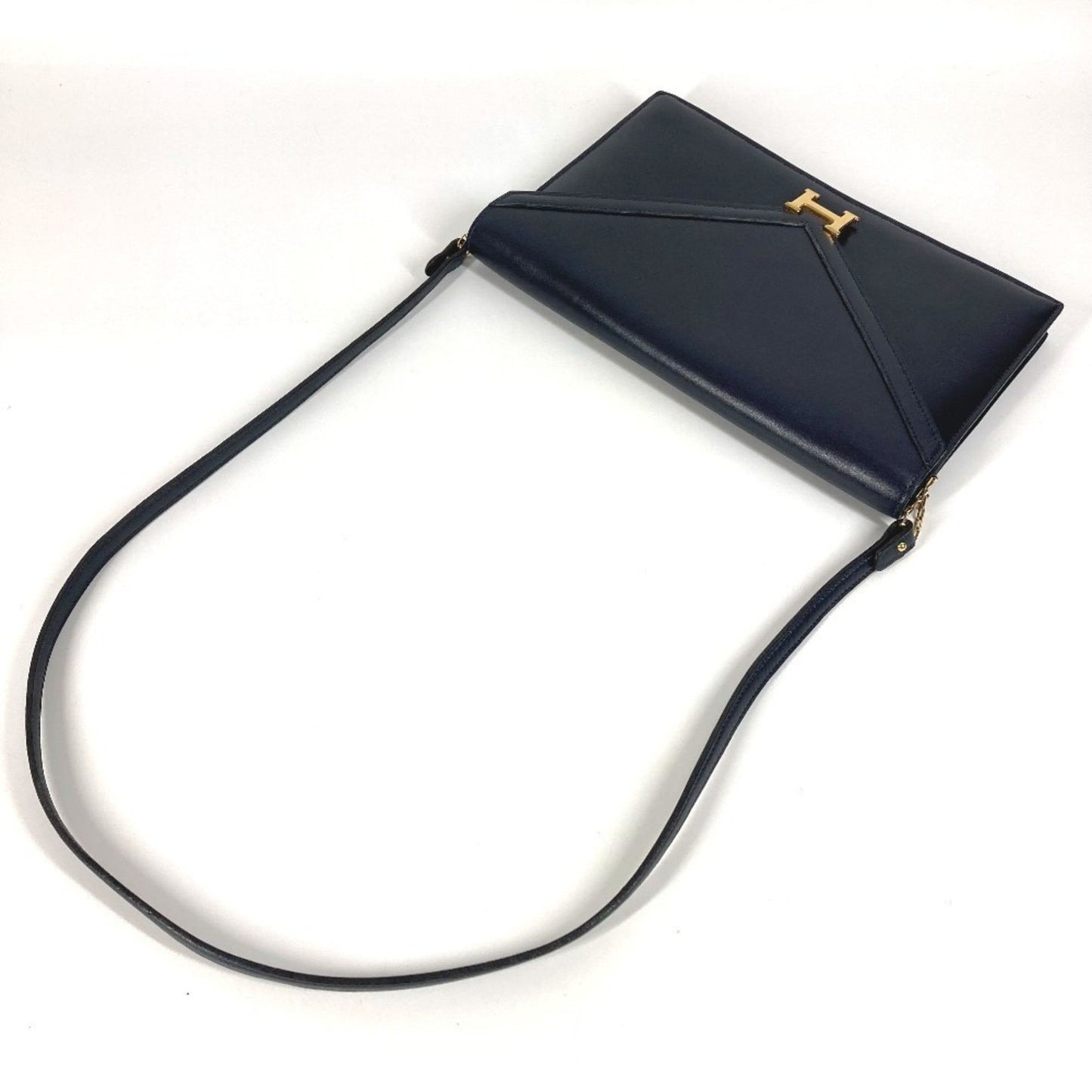 Hermes Herms H Hardware Logo Vintage Flap Liddy Bag 2-Way Clutch Shoulder Box Calf