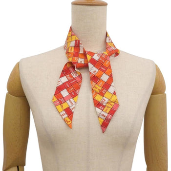 Hermes Herms Twilly Bordeaux Pattern Scarf/Muffler In Silk