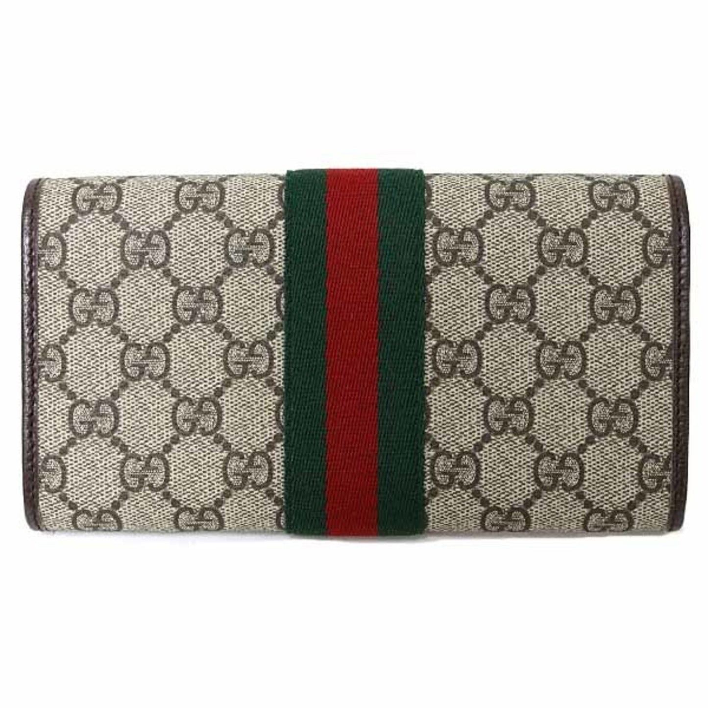 Gucci Ophidia Continental Wallet With Double G In Beige And Dark Brown