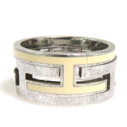 Hermes Hermes Ring Move Ash Silver 925 Enamel Off-White
