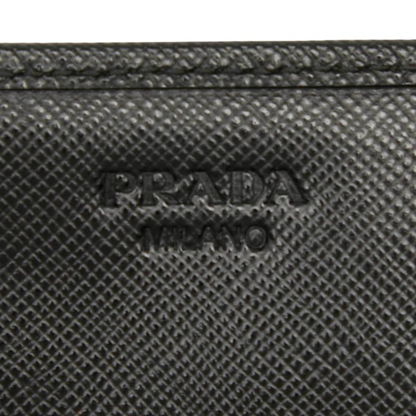 Prada Triangle Logo Plate Long Wallet Black Leather