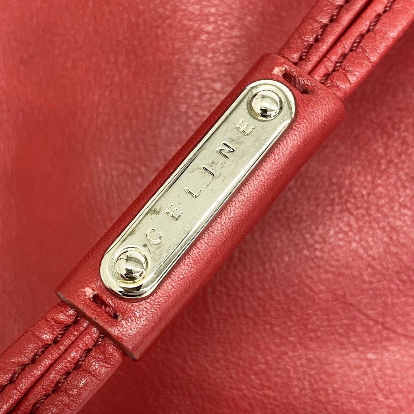 Celine Shoulder Bag Leather Red