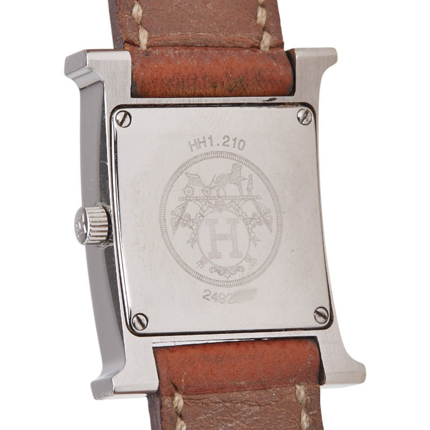 Herms H Watch Hh1.210 Quartz Silver Dial Stainless Steel Leather