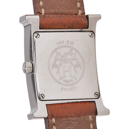 Herms H Watch Hh1.210 Quartz Silver Dial Stainless Steel Leather