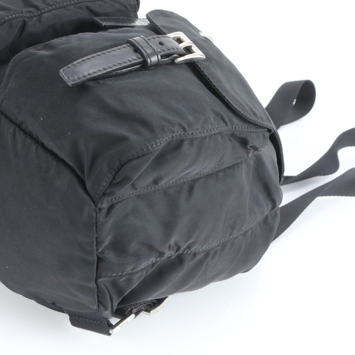 Prada Tessuto Nylon Triangle Logo Leather Backpack