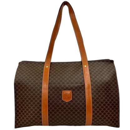 Celine Vintage Macadam Blason Triomphe Logo Leather Tote Bag