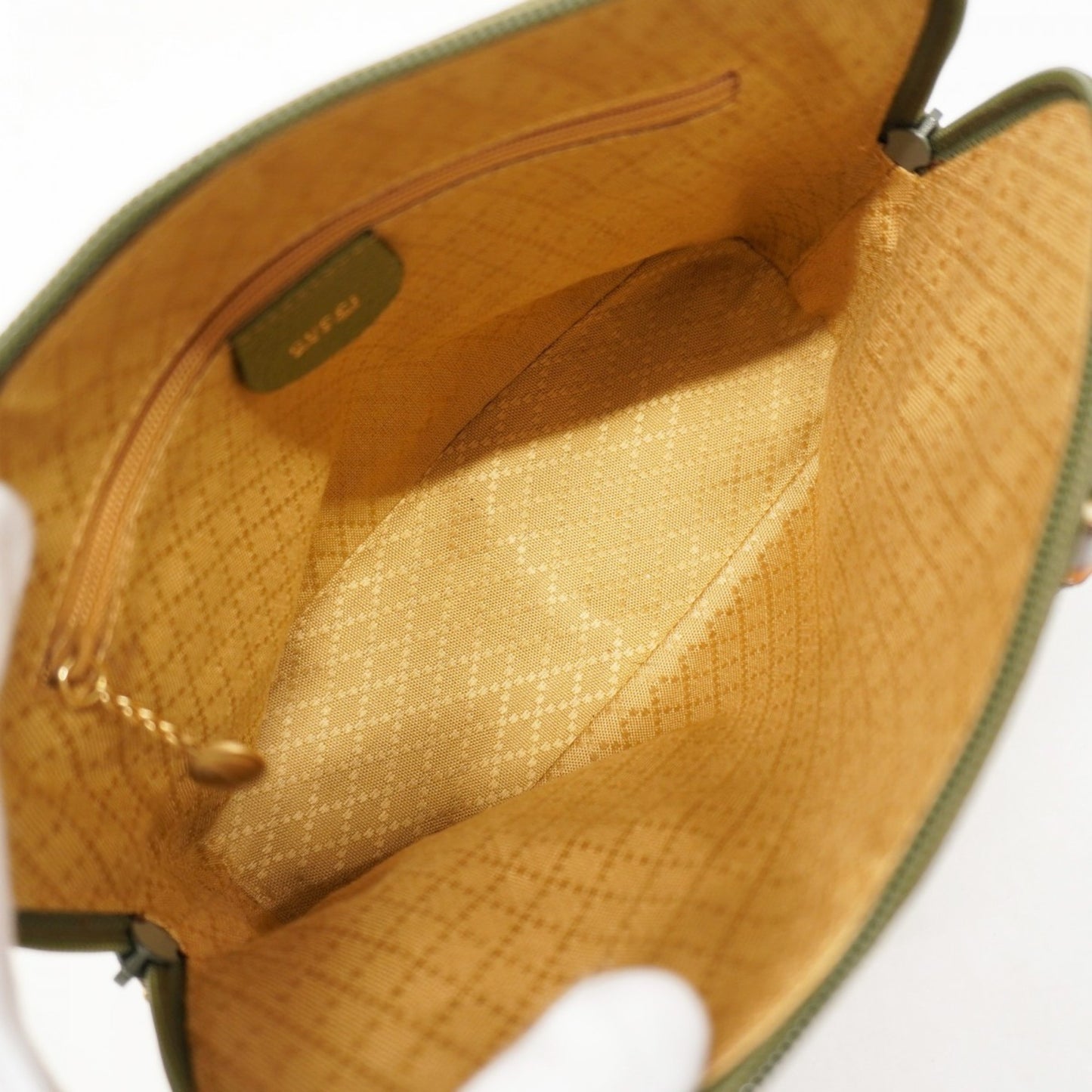 Gucci Bamboo Handbag 000 1046 0290 Suede Green Champagne 2-Way Bag